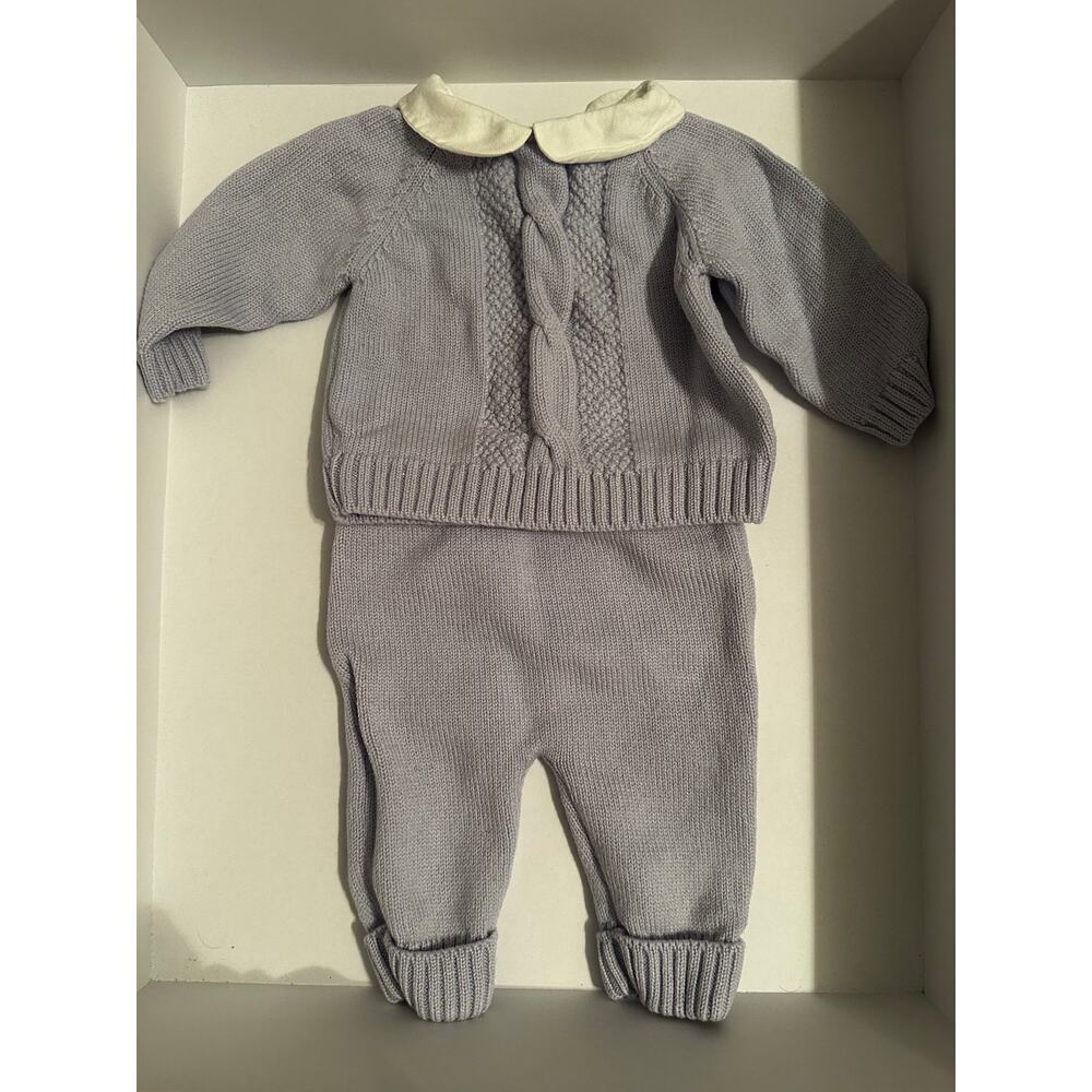 Knited sweater outfit in baby blue color.